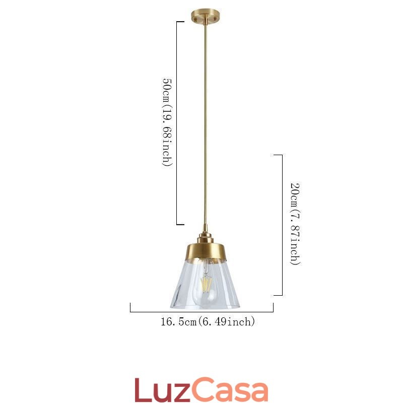 Nordic Retro Pendant Light Glass Shade Home Lighting Suporte de latão Lâmpada de luz