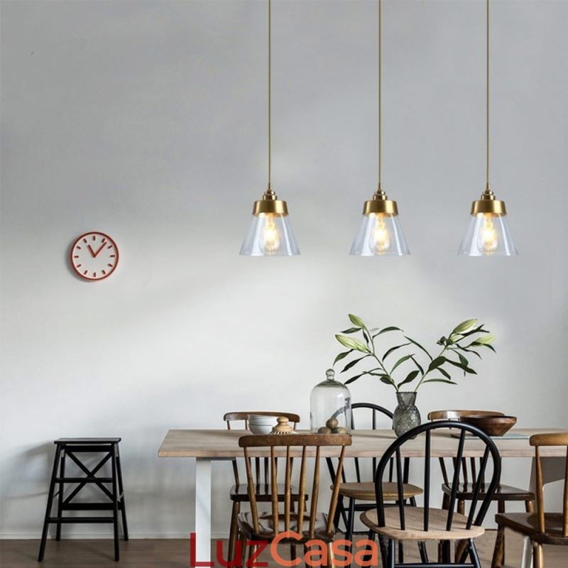 Nordic Retro Pendant Light Glass Shade Home Lighting Suporte de latão Lâmpada de luz
