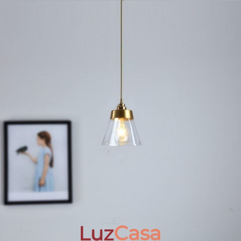 Nordic Retro Pendant Light Glass Shade Home Lighting Suporte de latão Lâmpada de luz
