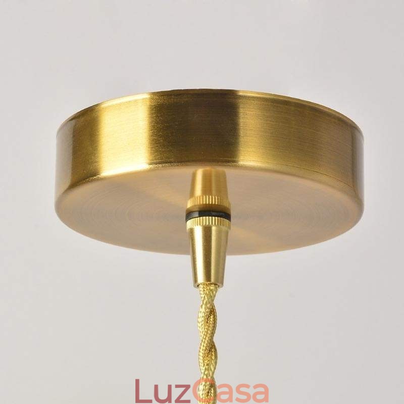 Luminária pendente quadrada de vidro transparente com nervuras, luminária de latão com interruptor giratório
