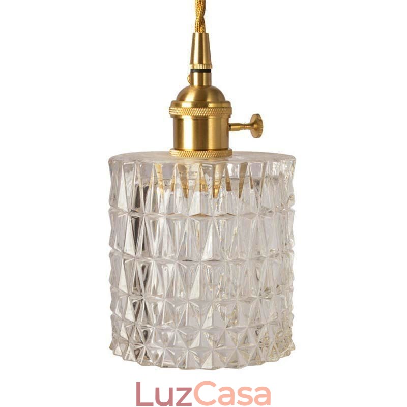 Luminária pendente de vidro canelado com jarra de gelatina