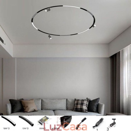 Luminária Circular Magnética de Trilho Rebaixada Holofote Decorativo 150cm Luminária Circular Magnética de Trilho Rebaixada Holofote Decorativo 150cm
