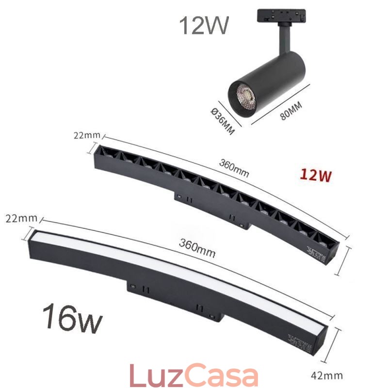 Luminária Circular Magnética de Trilho Rebaixada Holofote Decorativo 150cm