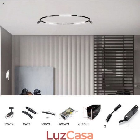Sistema de iluminação de trilho circular Luminária de trilho embutida magnética 120 cm