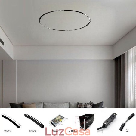 Luminária de trilho circular magnética embutida, 120 cm Luminária de trilho circular magnética embutida, 120 cm