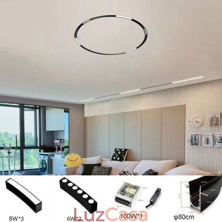 Luminária Circular Magnética de Trilho Rebaixada Spotlight Luz Decorativa 80cm Luminária Circular Magnética de Trilho Rebaixada Spotlight Luz Decorativa 80cm