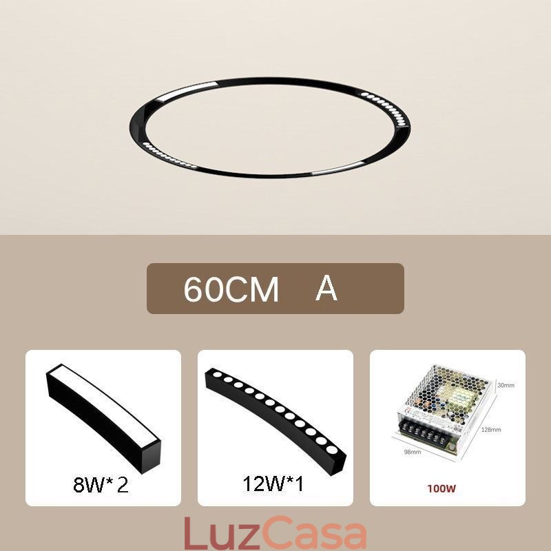 Luminária Circular de Trilho Magnética Recesso Spotlight Luz Decorativa 60cm