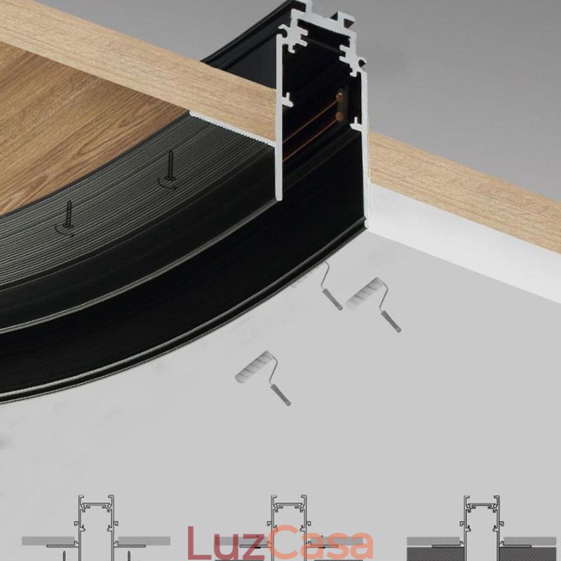 Luminária Circular de Trilho Magnética Recesso Spotlight Luz Decorativa 60cm