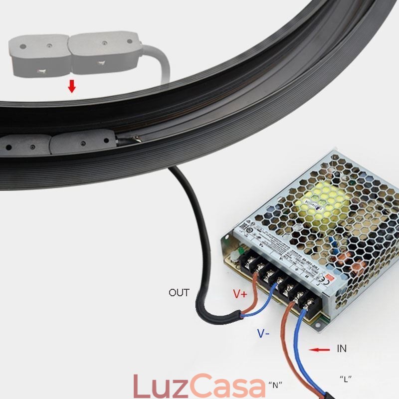 Luminária Circular de Trilho Magnética Recesso Spotlight Luz Decorativa 60cm