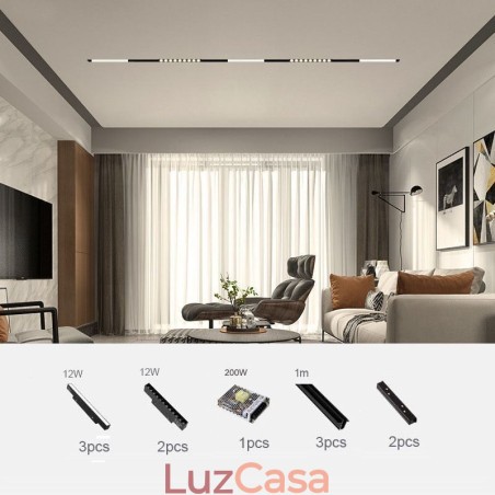 Luminária de trilho magnético embutida Spotlight Luz decorativa 3M 36V Luminária de trilho magnético embutida Spotlight Luz decorativa 3M 36V