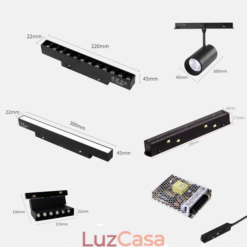 Holofote embutido magnético com trilho decorativo 3M*2