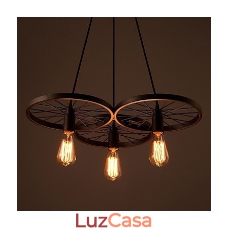 Luminárias pendentes retrô estilo loft, lustre de ferro forjado estilo industrial, rodas americanas Luminárias pendentes retrô estilo loft, lustre de ferro forjado estilo industrial, rodas americanas