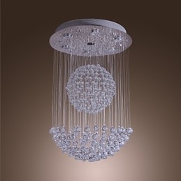 Lustre moderno contemporâneo de cristal cromado com montagem embutida