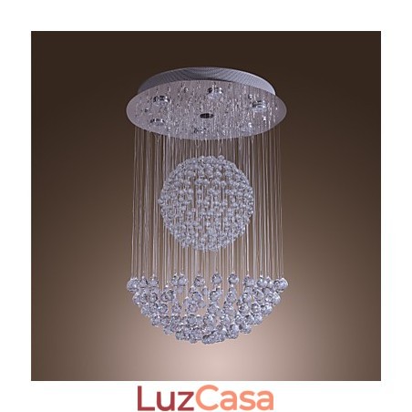 Lustre moderno contemporâneo de cristal cromado com montagem embutida Lustre moderno contemporâneo de cristal cromado com montagem embutida