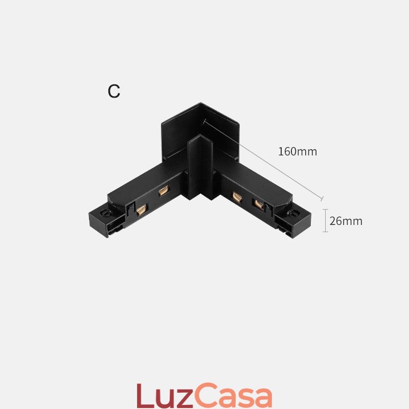 Acessórios de iluminação de trilho magnético Conexão de canto de trilho de trilho embutido