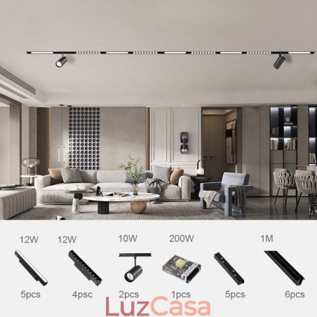 Spotlight embutido trilho magnético luz decorativa 6M 36V Spotlight embutido trilho magnético luz decorativa 6M 36V