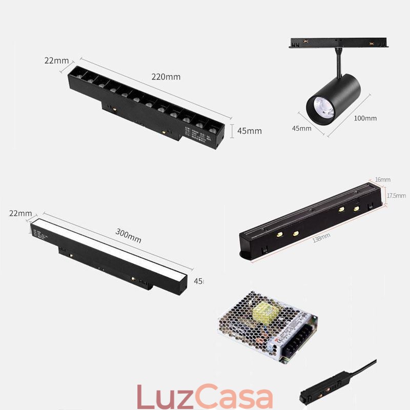 Spotlight embutido trilho magnético luz decorativa 6M 36V