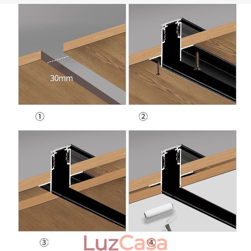 Spotlight embutido trilho magnético luz decorativa 6M 36V