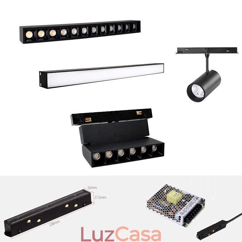 Luz de trilho magnética embutida holofote luz decorativa 6m*2