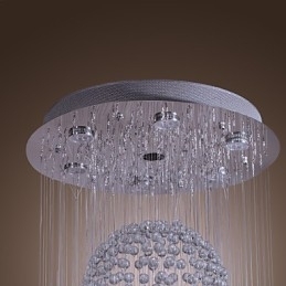 Lustre moderno contemporâneo de cristal cromado com montagem embutida
