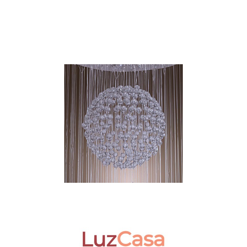 Lustre moderno contemporâneo de cristal cromado com montagem embutida