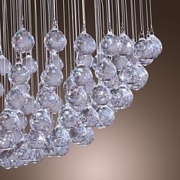Lustre moderno contemporâneo de cristal cromado com montagem embutida
