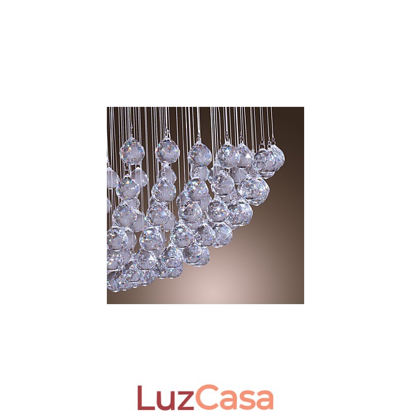 Lustre moderno contemporâneo de cristal cromado com montagem embutida