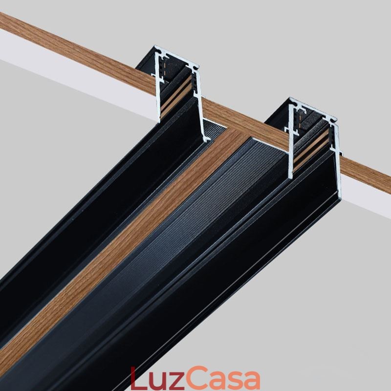 Trilhos de iluminação de trilhos embutidos Perfil de superfície de trilho de alumínio magnético Faixa de luz de trilho ultrafina 100 cm