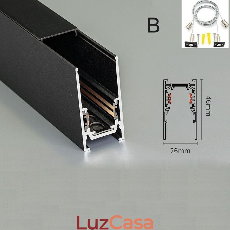 Trilhos de iluminação de trilhos embutidos Perfil de superfície de trilho de alumínio magnético Faixa de luz de trilho ultrafina 100 cm