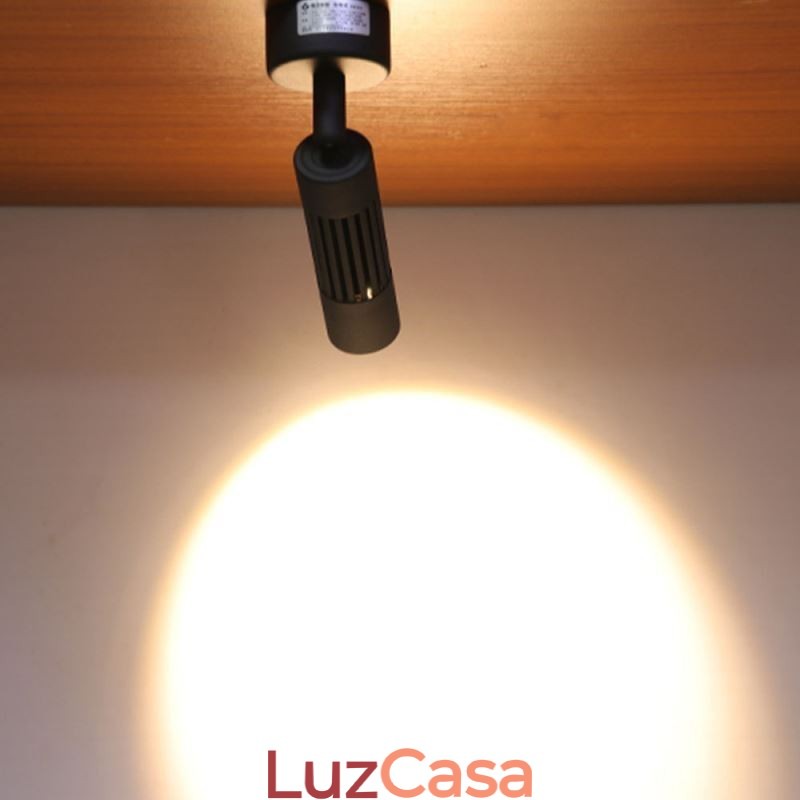 Holofote COB giratório Holofote de teto preto (luz única)