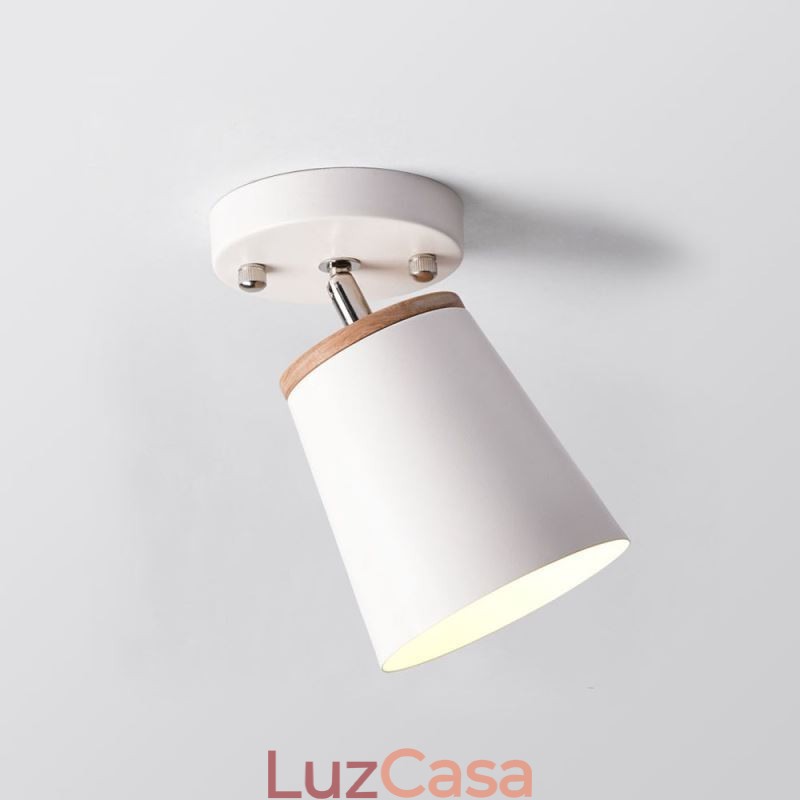 Spot de ferro nórdico, luz de teto simples de madeira (luz única)