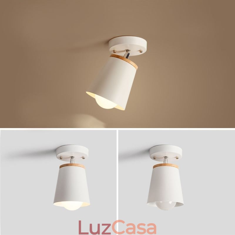 Spot de ferro nórdico, luz de teto simples de madeira (luz única)