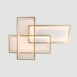 Luminária de teto moderna, contemporânea, dourada, em alumínio, com controle remoto, para sala de estar, quarto (também pode ser usada como luminária de parede)