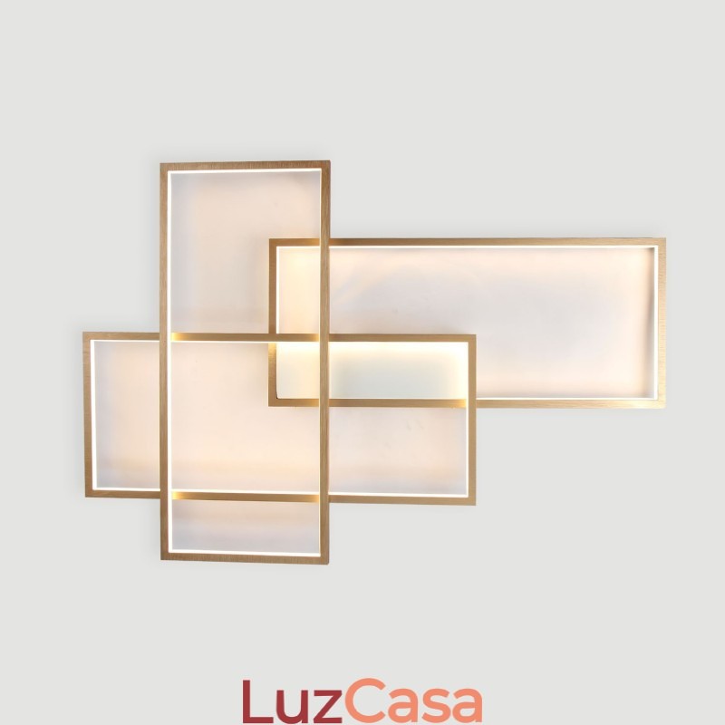 Luminária de teto moderna, contemporânea, dourada, em alumínio, com controle remoto, para sala de estar, quarto (também pode ser usada como luminária de parede)