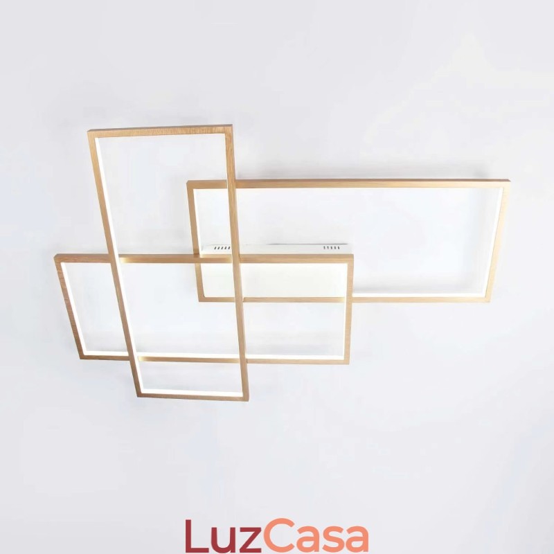 Luminária de teto moderna, contemporânea, dourada, em alumínio, com controle remoto, para sala de estar, quarto (também pode ser usada como luminária de parede)