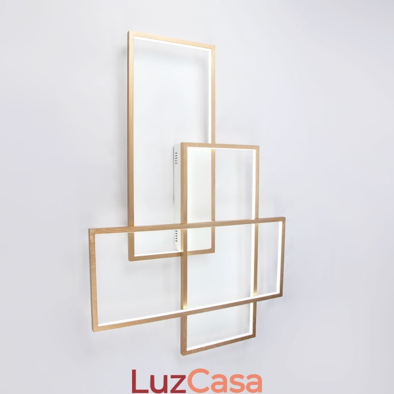 Luminária de teto moderna, contemporânea, dourada, em alumínio, com controle remoto, para sala de estar, quarto (também pode ser usada como luminária de parede)