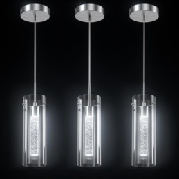 Luminária pendente artística de 3 luzes com cúpulas de vidro e base de lâmpada G4