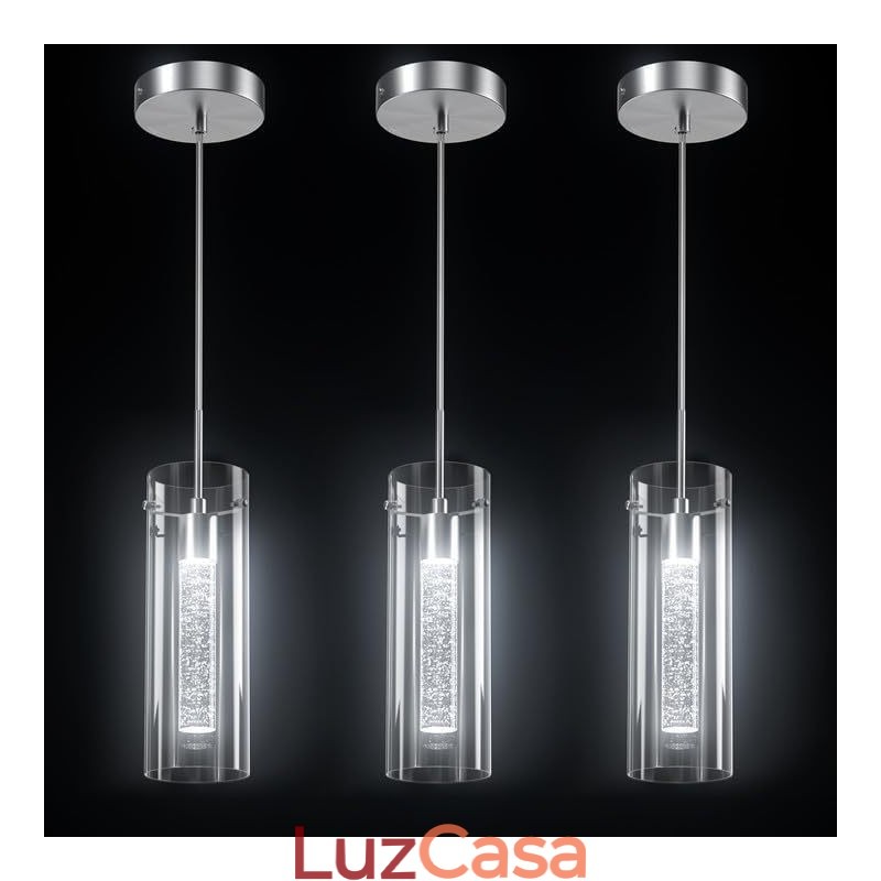 Luminária pendente artística de 3 luzes com cúpulas de vidro e base de lâmpada G4