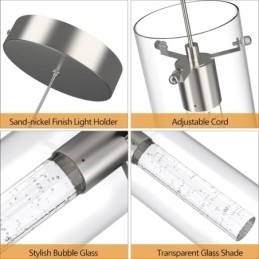 Luminária pendente artística de 3 luzes com cúpulas de vidro e base de lâmpada G4