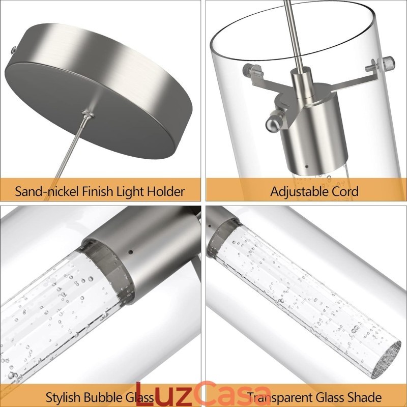 Luminária pendente artística de 3 luzes com cúpulas de vidro e base de lâmpada G4