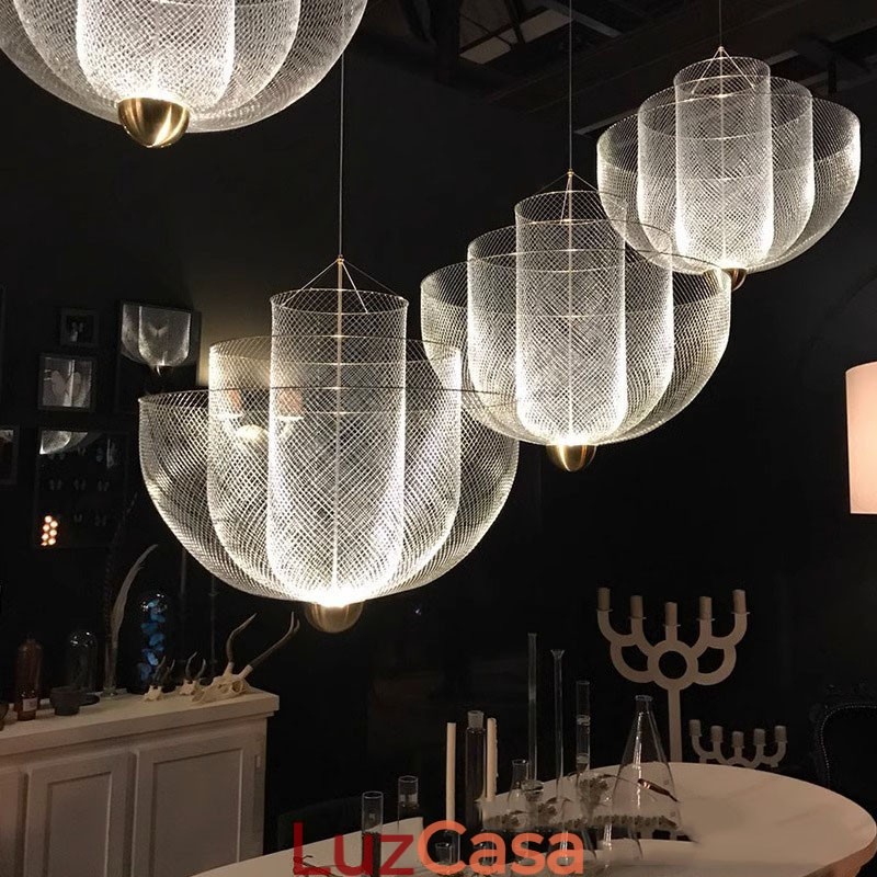 Nordic Grid Designer Criativo e Único Forma Arte Luminária Decorativa Pendente