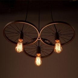 Luminárias pendentes retrô estilo loft, lustre de ferro forjado estilo industrial, rodas americanas