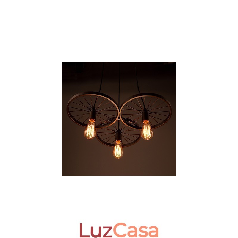 Luminárias pendentes retrô estilo loft, lustre de ferro forjado estilo industrial, rodas americanas