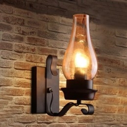 Luminária de parede de vidro nórdico retrô rústica, arandela de cabeceira para quarto, luminárias de parede industriais vintage