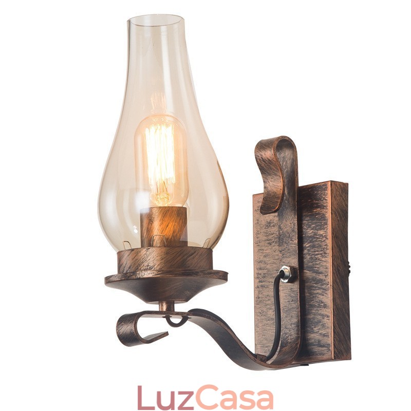 Luminária de parede de vidro nórdico retrô rústica, arandela de cabeceira para quarto, luminárias de parede industriais vintage