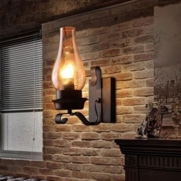 Luminária de parede de vidro nórdico retrô rústica, arandela de cabeceira para quarto, luminárias de parede industriais vintage