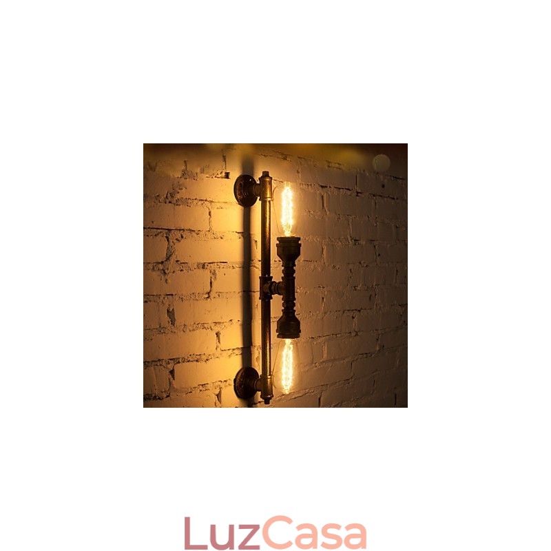 Luminária de parede de tubo de água de ferro forjado, luzes de corredor vintage, luminária de parede de ferro loft, lâmpada incandescente Edison, lâmpada FJ DB2 046A0