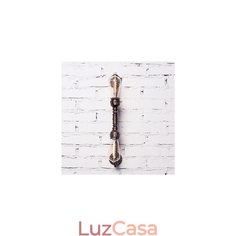Luminária de parede de tubo de água de ferro forjado, luzes de corredor vintage, luminária de parede de ferro loft, lâmpada incandescente Edison, lâmpada FJ DB2 046A0