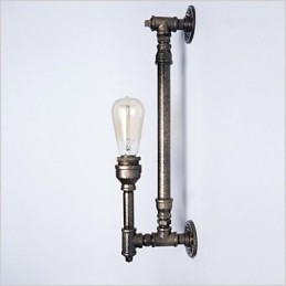 Luminária de parede de tubo de água de ferro forjado, luzes de corredor vintage, luminária de parede de ferro loft, lâmpada incandescente Edison, lâmpada FJ DB2 046A0