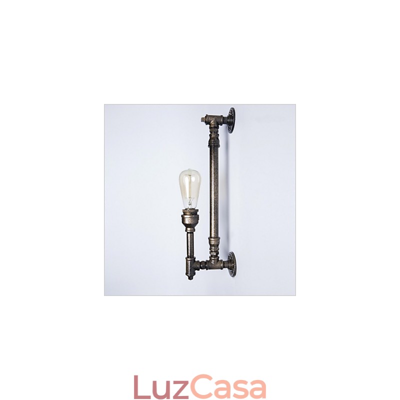 Luminária de parede de tubo de água de ferro forjado, luzes de corredor vintage, luminária de parede de ferro loft, lâmpada incandescente Edison, lâmpada FJ DB2 046A0